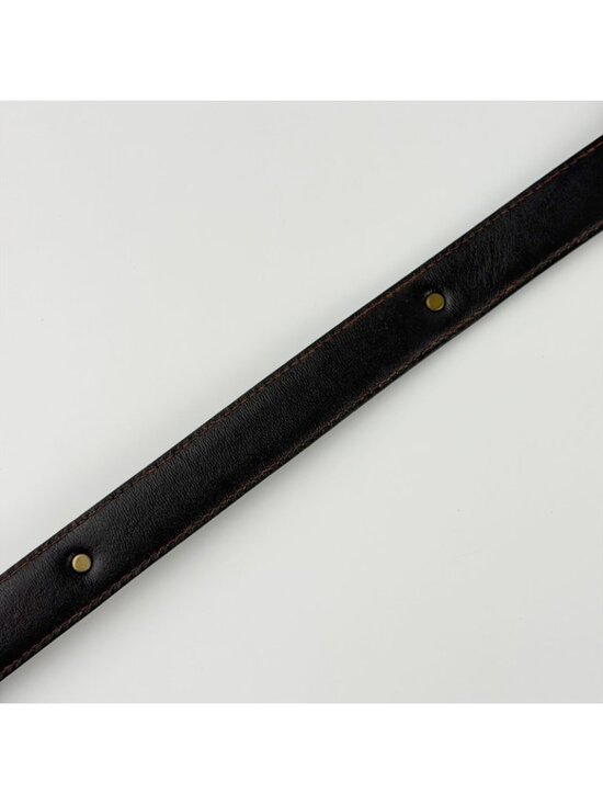 Celine Hose Carriage Leather Belt Dark Brown Gold Vintage